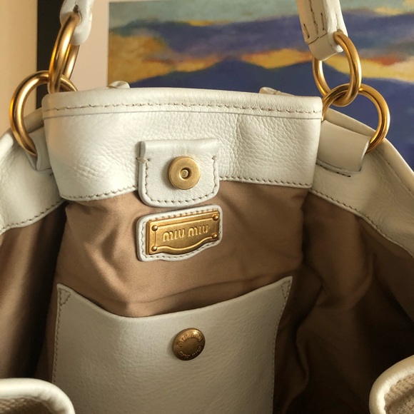 Miu Miu Leather & Burlap Satchel - Picture 5 of 11